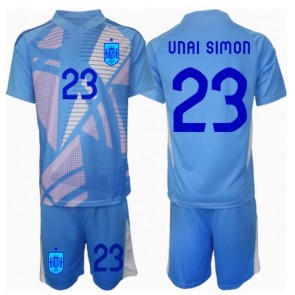 Španjolska Unai Simon #23 Golmanski Domaci Dres za Dječji EP 2024 Kratak Rukavima (+ kratke hlače)